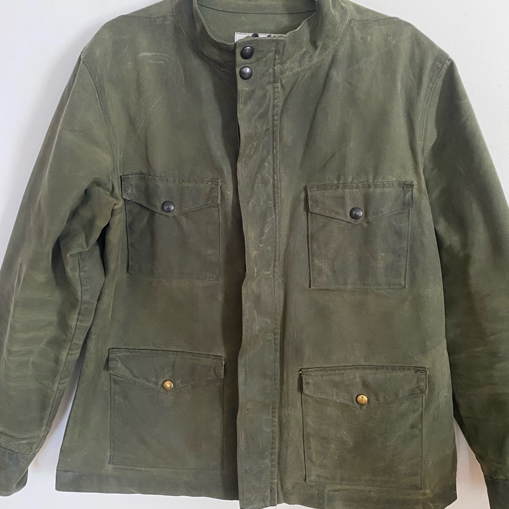 Gustin Green Military Field Jacket with Stand-Up Collar